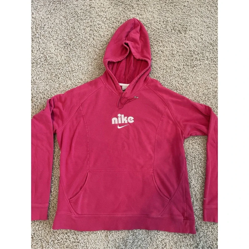 Nike Hoodie Pink Women's XL 16-18 Hooded  Spell Out Y2K
